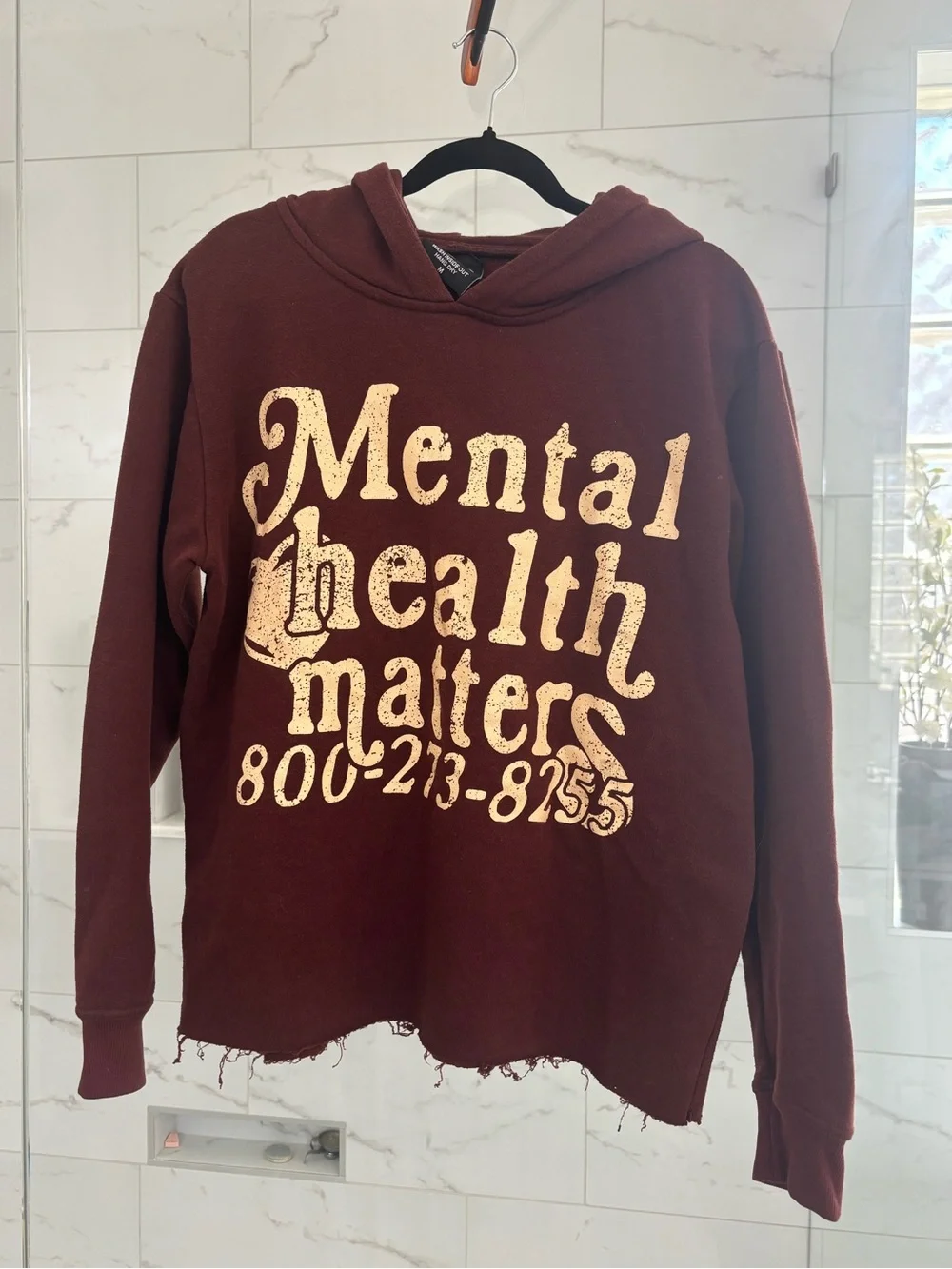 Brown 'Mental Health Matters' Graphic Hoodie Sweater